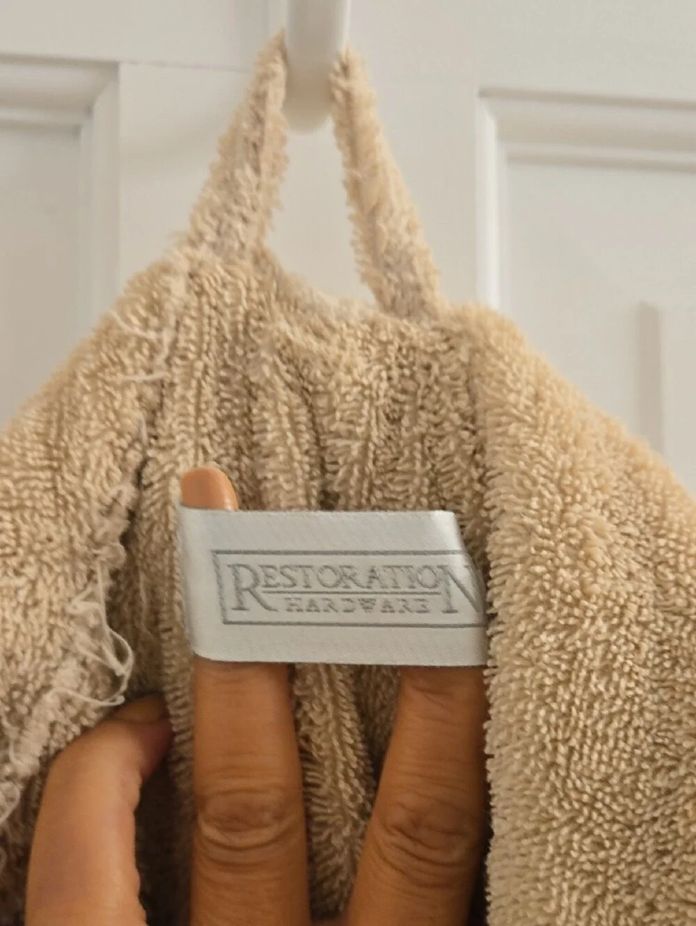 Restoration Hardware Sand Beige Plush Terry Bathrobe